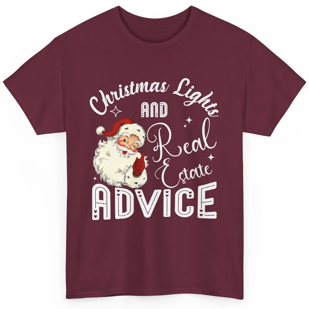 Merry Christmas Xmas Lights Santa Realtor Real Estate Advice Classic Unisex T-Shirt