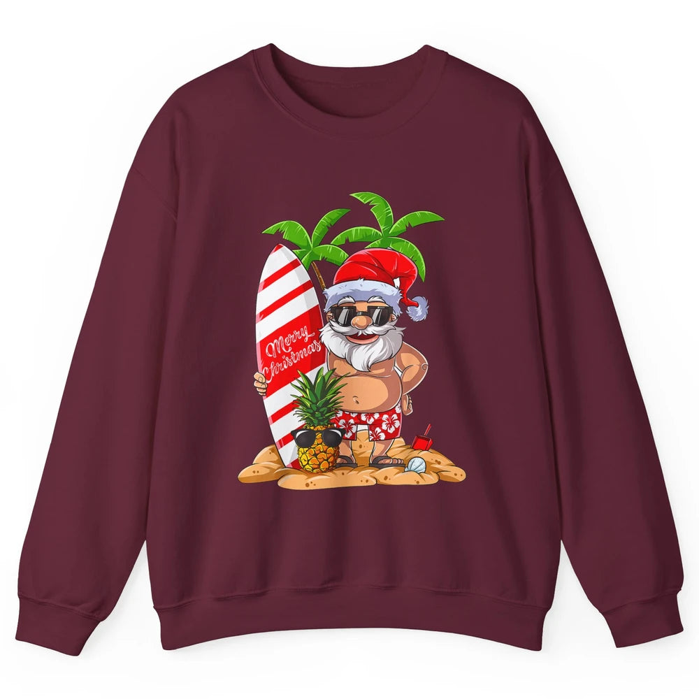 Christmas in July Santa Hawaii Surfing Summer Christmas Unisex Crewneck Sweatshirt