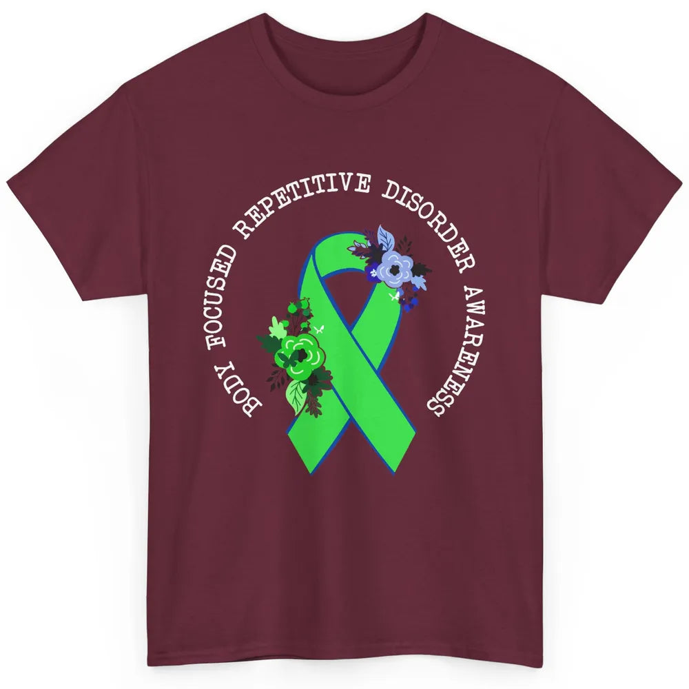 Body Focused Repetitive Disorder BFRB Floral Green Ribbon Classic Unisex T-Shirt