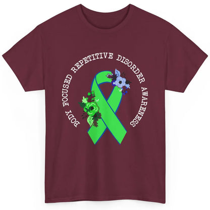 Body Focused Repetitive Disorder BFRB Floral Green Ribbon Classic Unisex T-Shirt