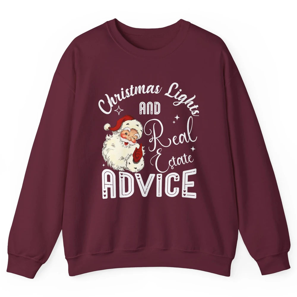 Merry Christmas Xmas Lights Santa Realtor Real Estate Advice Unisex Crewneck Sweatshirt
