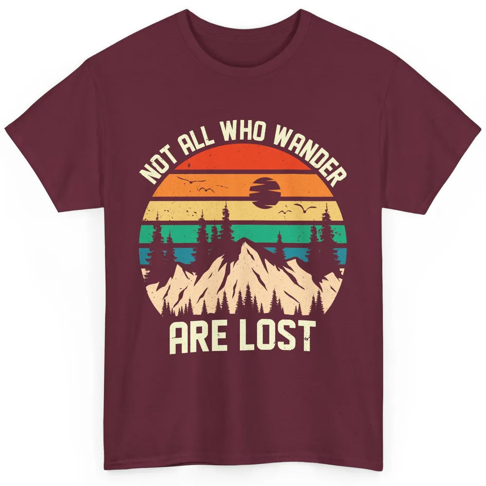 Retro Mountain Sunset Camping Not All Who Wander Are Lost Classic Unisex T-Shirt
