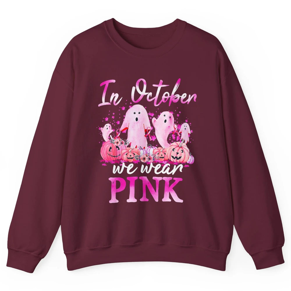 October Wear Ghost Boo Pink Ribbon Breast Cancer Awareness Unisex Crewneck Sweatshirt