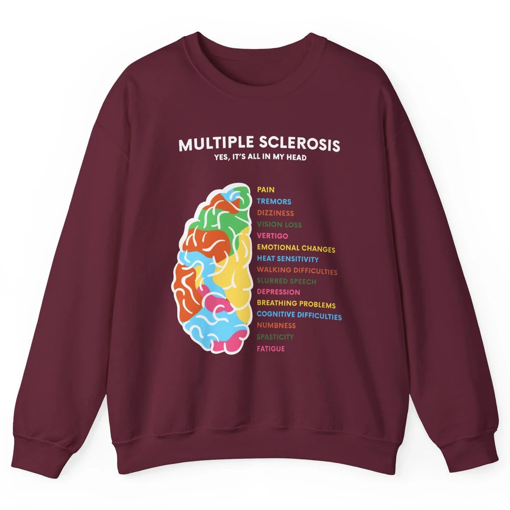 Multiple Sclerosis Awareness Its All In My Head Ms Ribbon Unisex Crewneck Sweatshirt