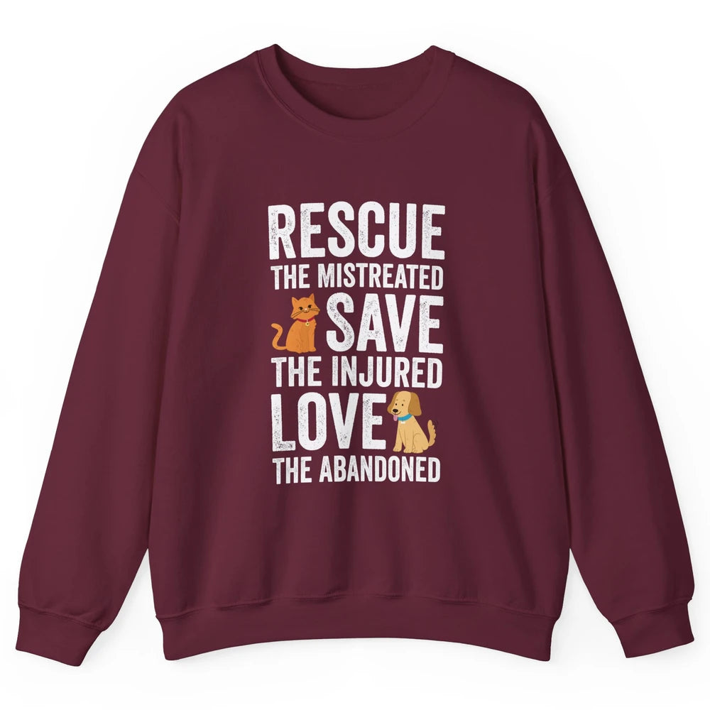Rescue Mistreated Save Injured Adopt Dog Cat Animal Rescuer Unisex Crewneck Sweatshirt