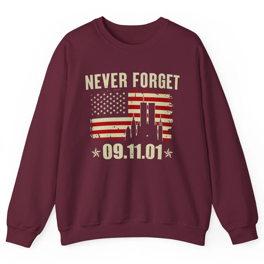 Retro Never Forget 911 American Flag Patriotic Memorial Gift Unisex Crewneck Sweatshirt