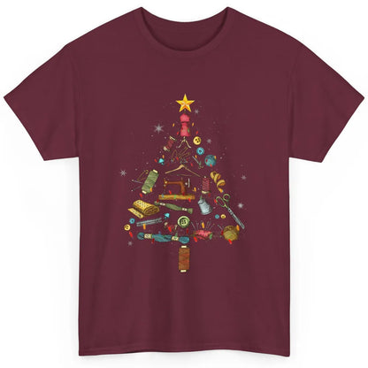 Merry Christmas Sewing Yarn Quilting Xmas Tree Sew Machine Classic Unisex T-Shirt