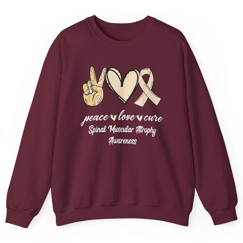 Peace Love Cure Cream Ribbon Spinal Muscular Atrophy SMA Unisex Crewneck Sweatshirt