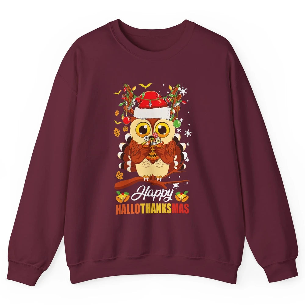 Owl Halloween Owl Thanksgiving Owl Christmas Owl Lovers Gift Unisex Crewneck Sweatshirt