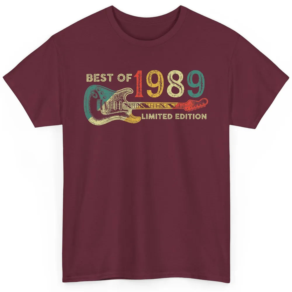 Retro 1989 Electric Guitar Birthday Guitarist Vintage 80s Classic Unisex T-Shirt