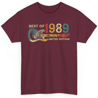 Retro 1989 Electric Guitar Birthday Guitarist Vintage 80s Classic Unisex T-Shirt