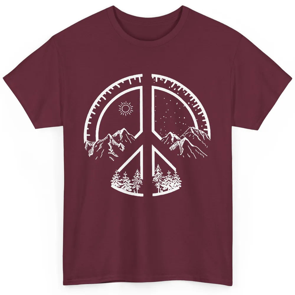 Peace Love Hiking Mountain Hikers Exploring Nature Camping Classic Unisex T-Shirt