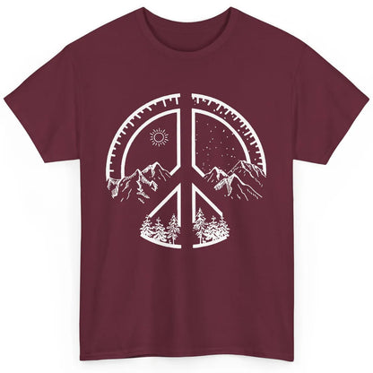 Peace Love Hiking Mountain Hikers Exploring Nature Camping Classic Unisex T-Shirt