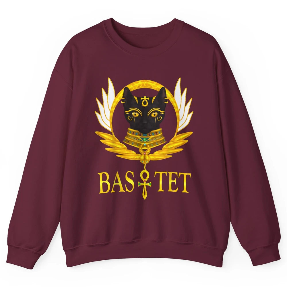 Retro Ancient Egyptian Cat Egypt Goddess Bastet Wings Horus Unisex Crewneck Sweatshirt