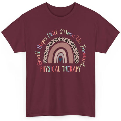 Physical Therapy Small Steps Move Us Forward Leopard Rainbow Classic Unisex T-Shirt