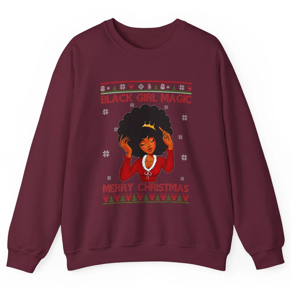 Ugly African Girl American Melanin Christmas Santa Hat Afro Unisex Crewneck Sweatshirt