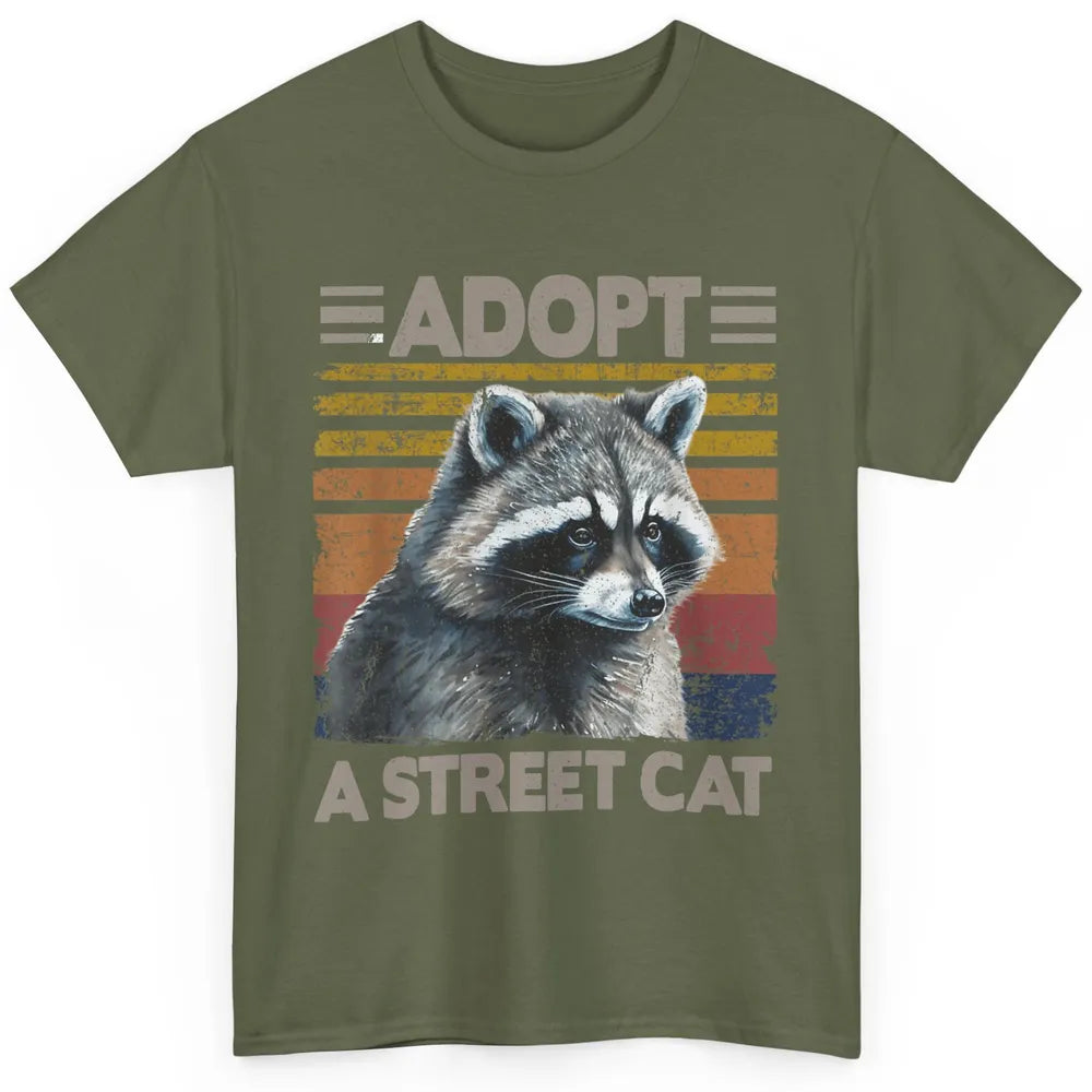 Retro Adopt A Street Cat Raccoon Watercolor Possum Adoption Classic Unisex T-Shirt