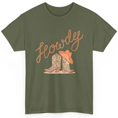Retro Howdy Cowboy Hat Boots Western Country Cowgirl Music Classic Unisex T-Shirt