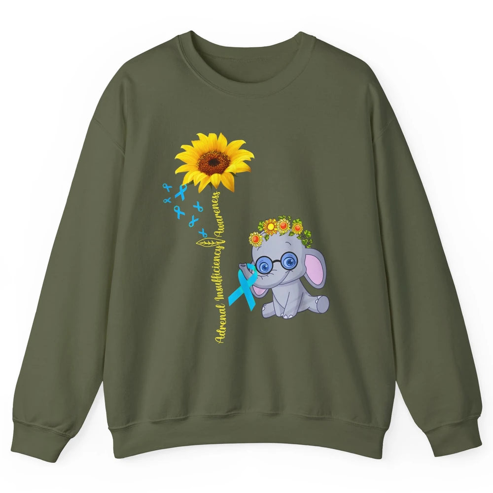 Adrenal Insufficiency Awareness Baby Elephant Sunflower Unisex Crewneck Sweatshirt