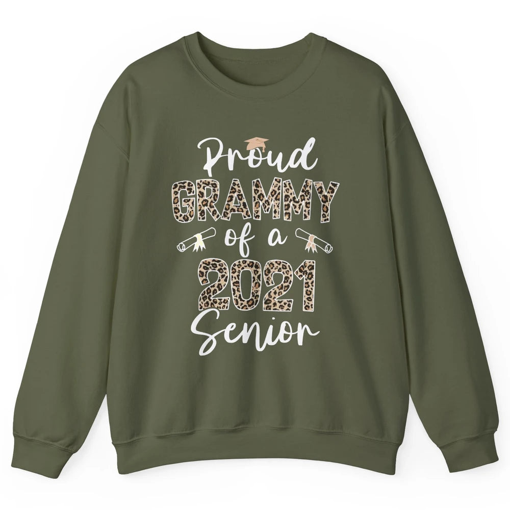 Proud Grammy Of A 2021 Senior Senior 2021 Grad Party Leopard Unisex Crewneck Sweatshirt