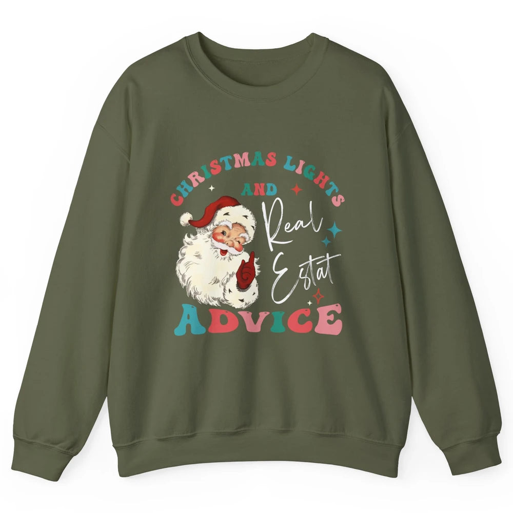 Merry Christmas Xmas Lights Santa Realtor Real Estate Advice Unisex Crewneck Sweatshirt