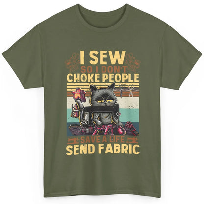 Retro Black Cat I Sew So I Dont Choke People Sewing Quilting Classic Unisex T-Shirt
