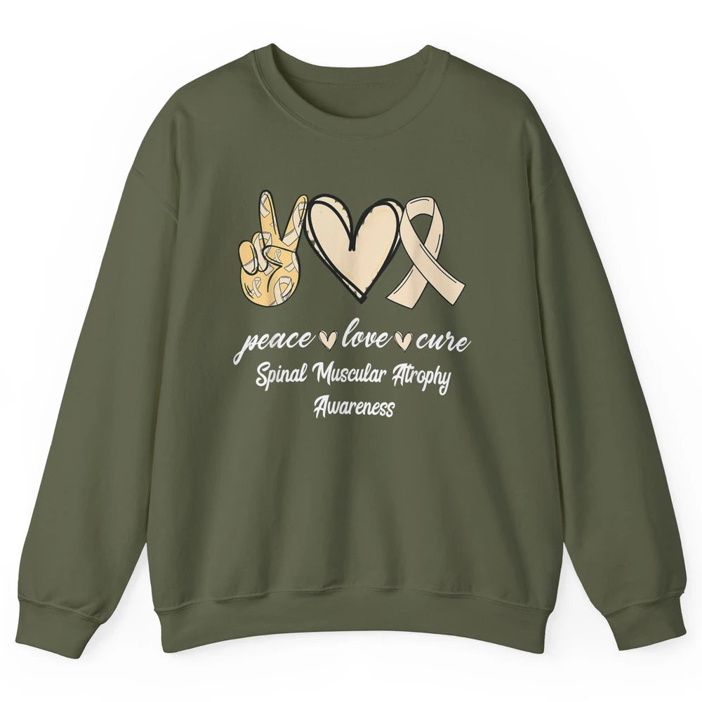 Peace Love Cure Cream Ribbon Spinal Muscular Atrophy SMA Unisex Crewneck Sweatshirt