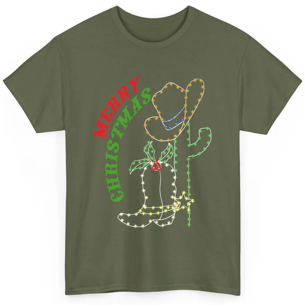 Retro Cowboy Merry Christmas Western Country Cowgirl Costume Classic Unisex T-Shirt