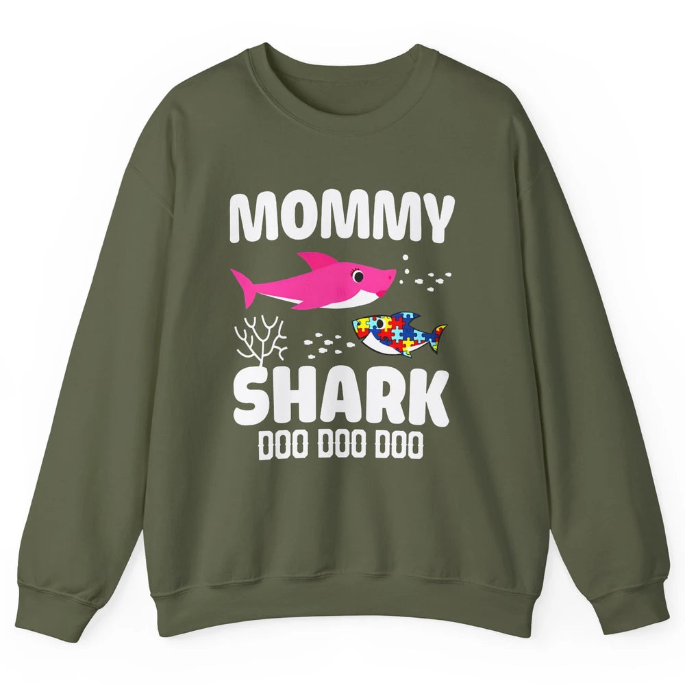 Mommy Shark Autism Shark Puzzle Autism Mom Autism Awareness Unisex Crewneck Sweatshirt
