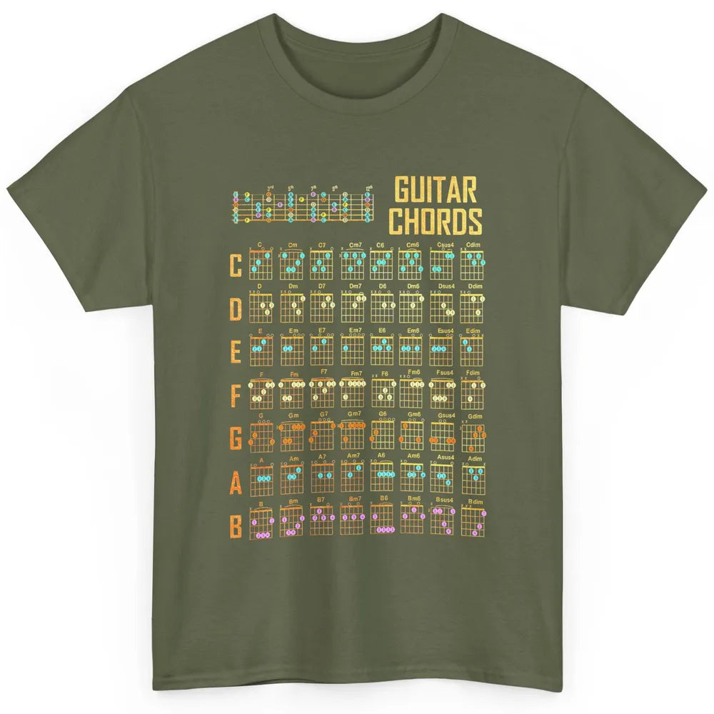 Music Art Guitar Chords Retro Guitarist Play Guitar Musician Classic Unisex T-Shirt