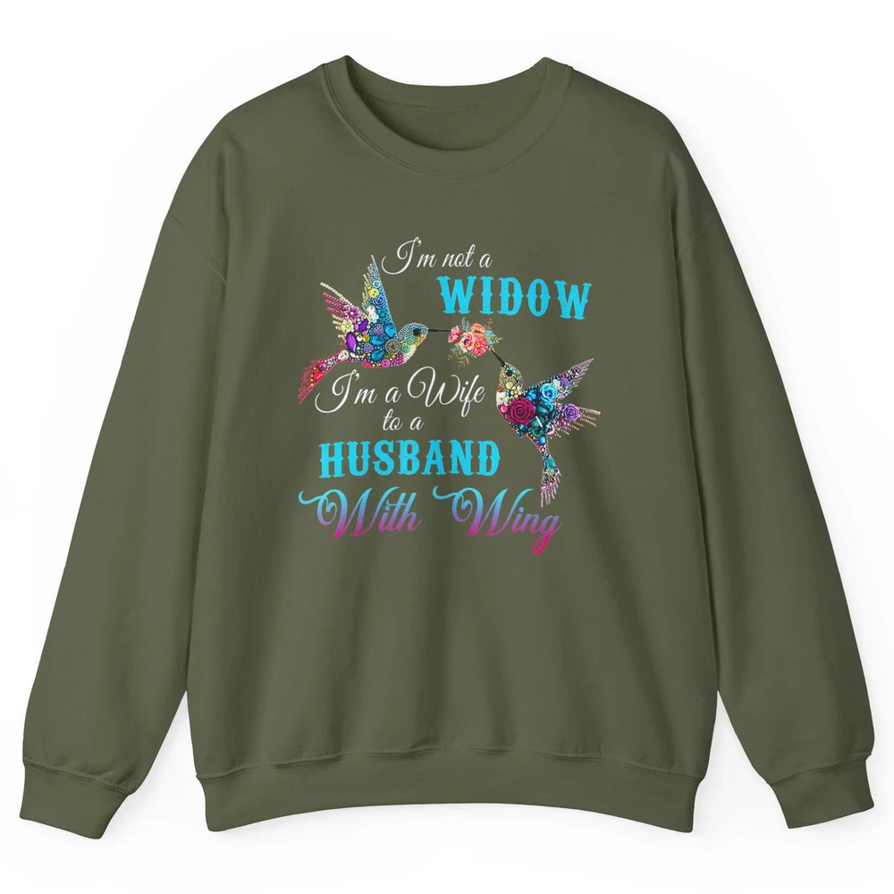 Not Widow Wife Of Husband In Heaven Angel With Wings Birds Unisex Crewneck Sweatshirt