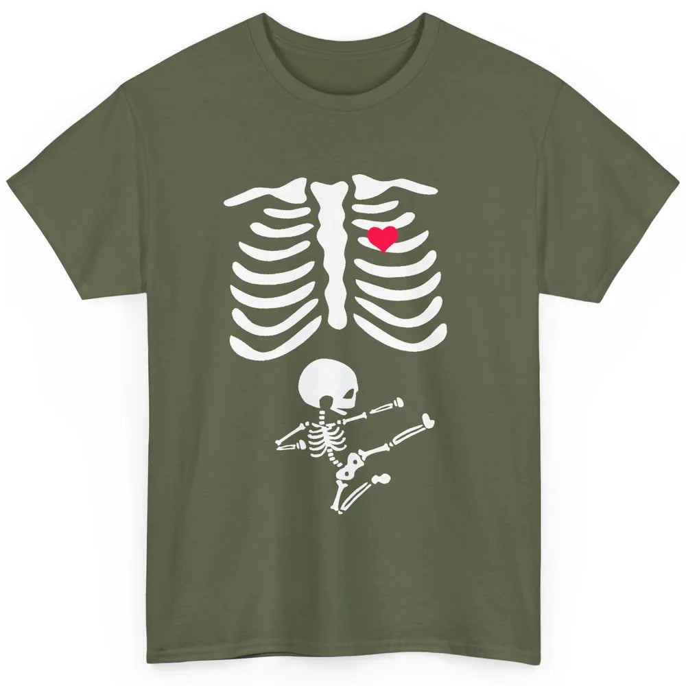 Pregnant Halloween Skeleton Naughty Baby Boy Pumpkin Costume Classic Unisex T-Shirt