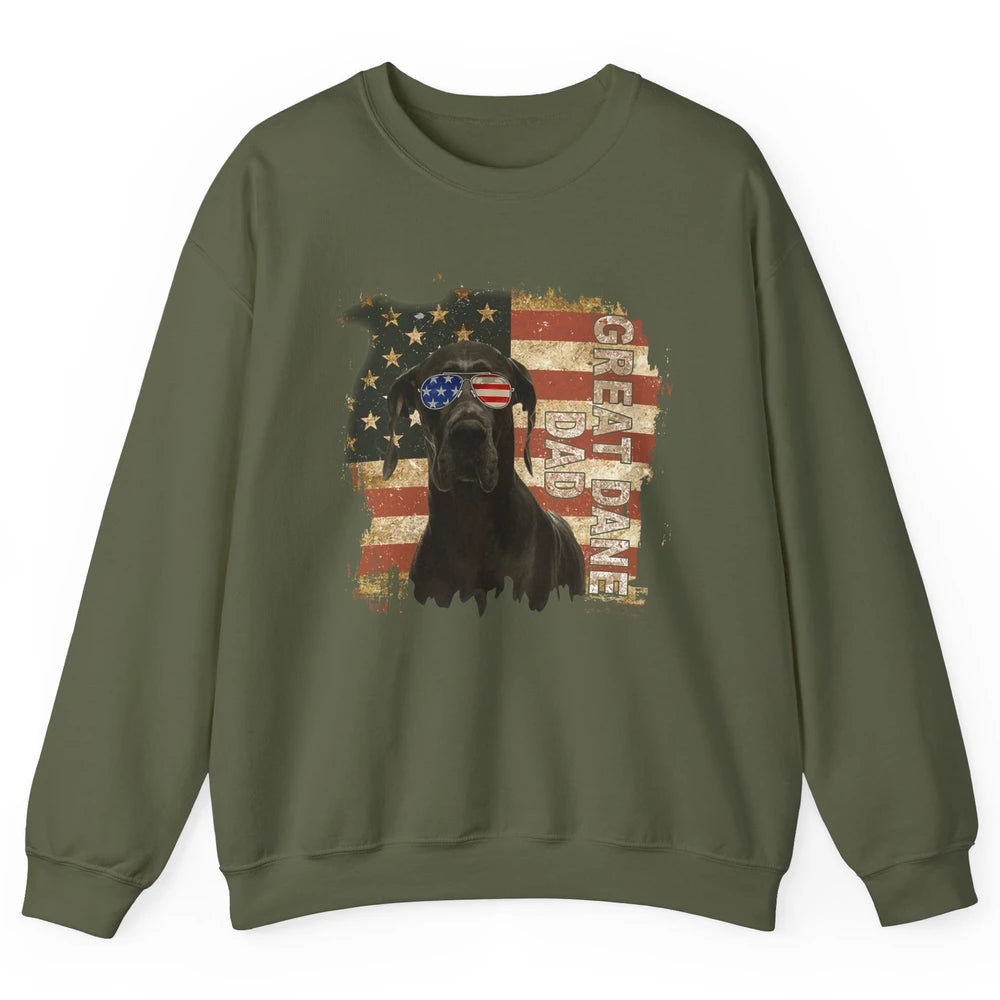 Retro Best Great Dane Dad Ever American Flag 4th Of July Unisex Crewneck Sweatshirt
