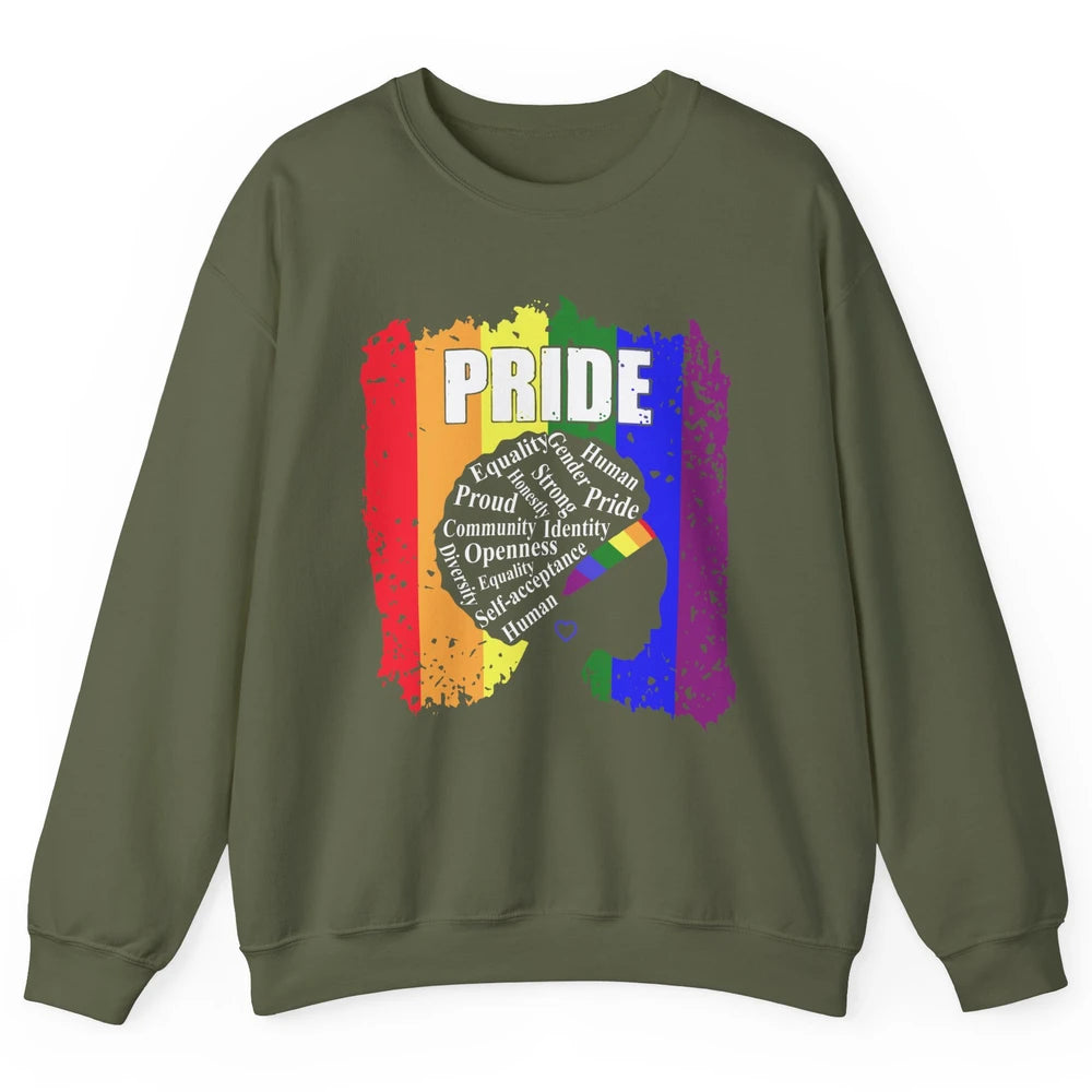 Proud Afro Girl Gay Pride Month Equality Unisex Crewneck Sweatshirt