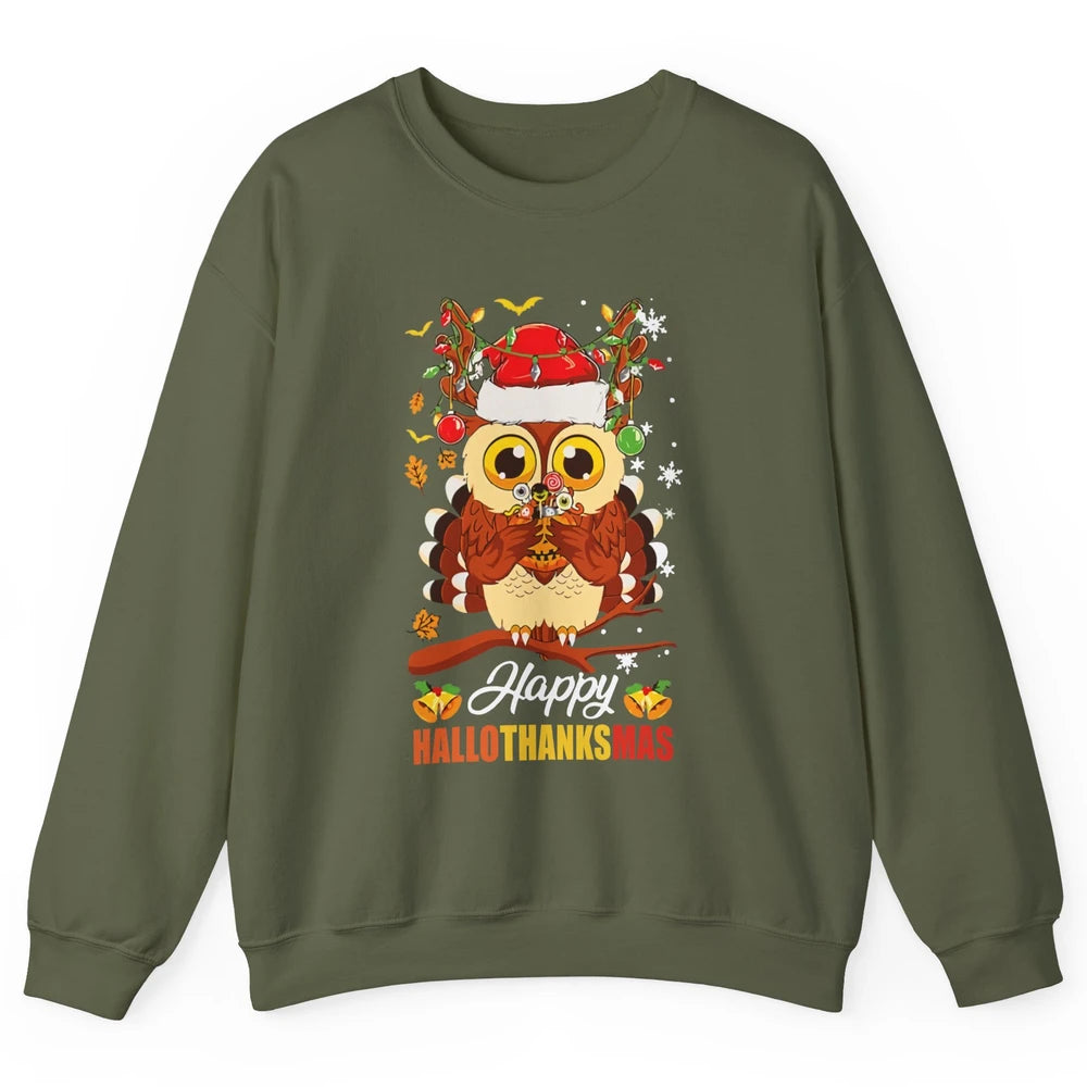 Owl Halloween Owl Thanksgiving Owl Christmas Owl Lovers Gift Unisex Crewneck Sweatshirt