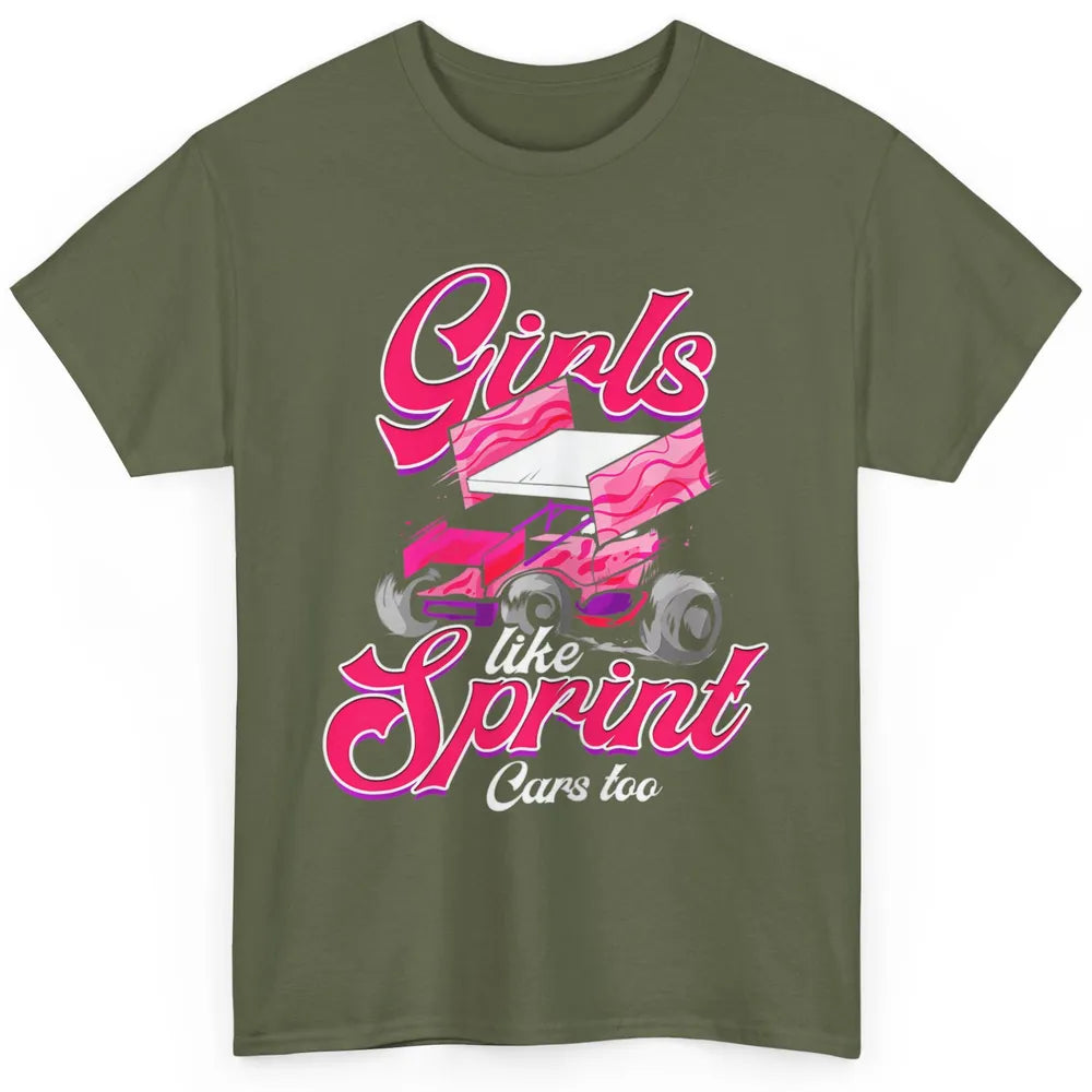 Racing Dirt Track Girls Like Sprint Car Too Race Truck Retro Classic Unisex T-Shirt
