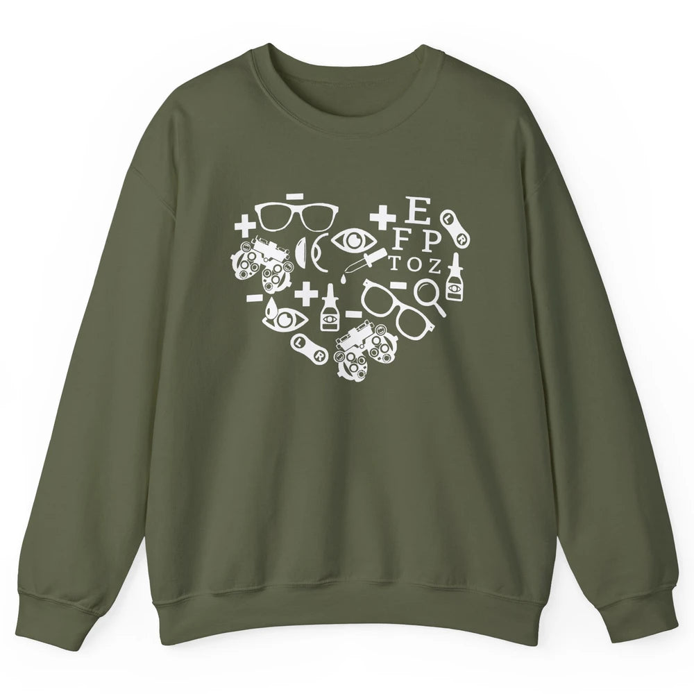 Optometrist Symbols Heart Optician Sight Squad Optometry Unisex Crewneck Sweatshirt