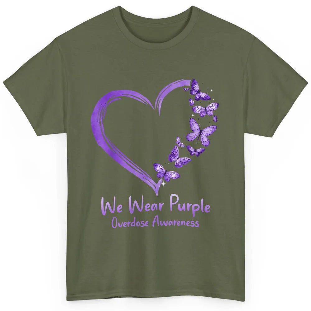 Overdose Awareness Month Love Purple Butterfly Heart Warrior Classic Unisex T-Shirt