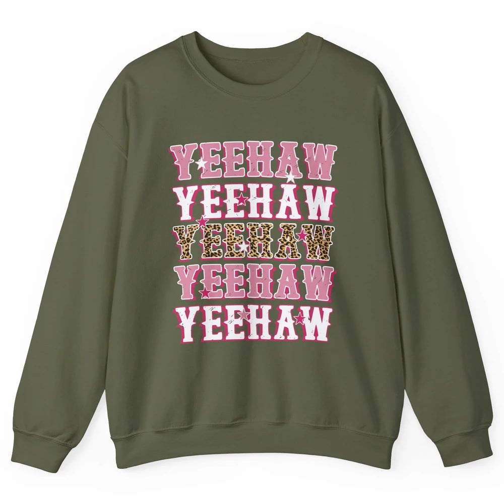 Retro Leopard Yeehaw Western Country Cowboy Cowgirl Costume Unisex Crewneck Sweatshirt