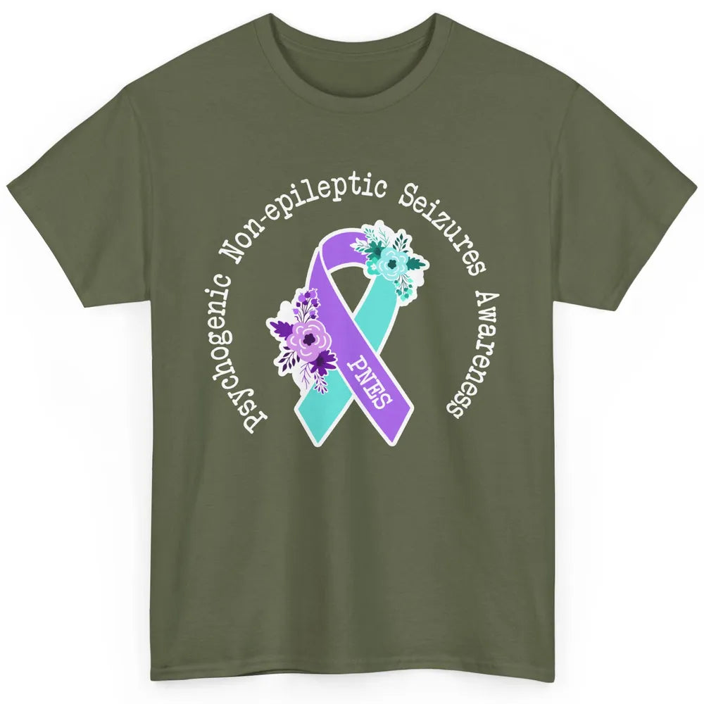 Psychogenic Non-epileptic Seizures PNES Purple Teal Ribbon Classic Unisex T-Shirt