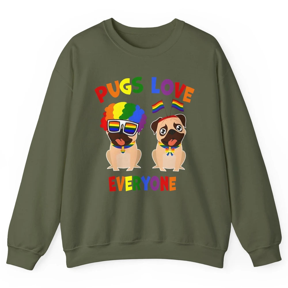 Pride Parade Pugs Love Everyone LGBT Pugs Gay Pride LGBT Unisex Crewneck Sweatshirt