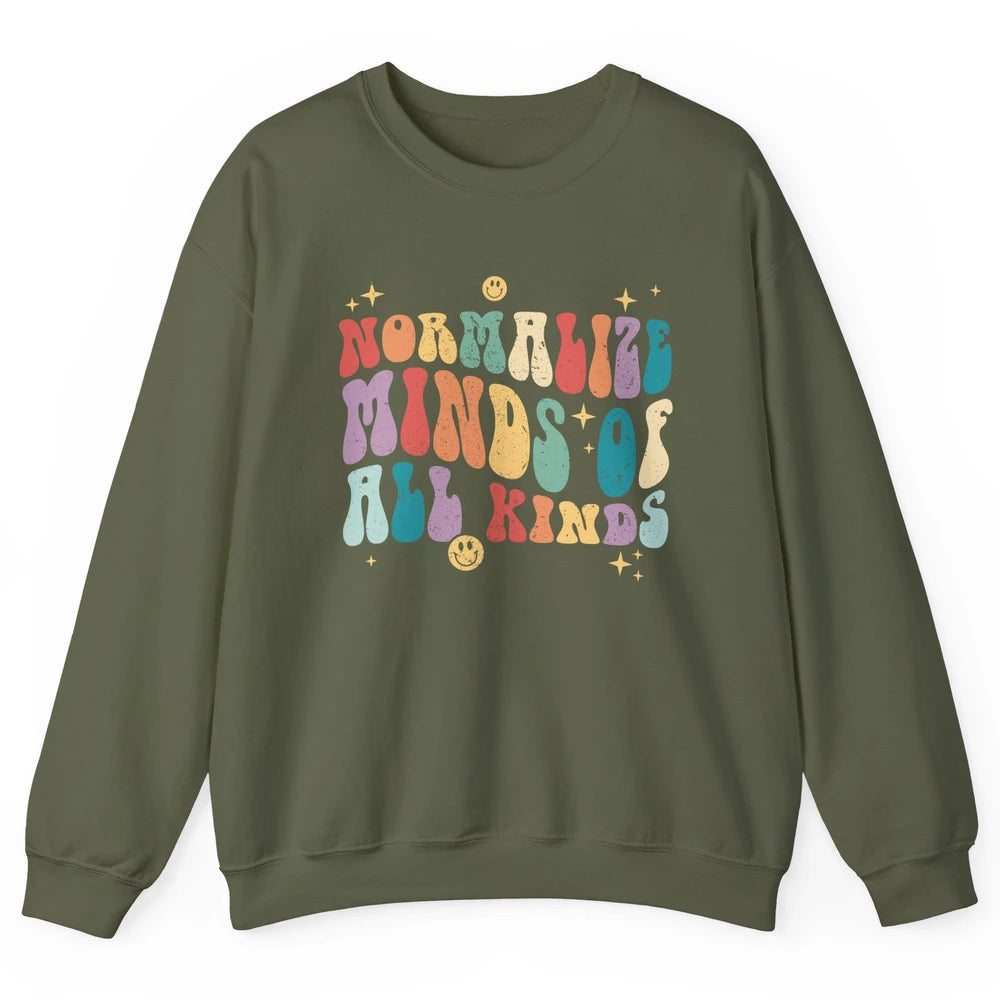 Retro Autism Normalize Minds Of All Kinds Neurodiversity Unisex Crewneck Sweatshirt