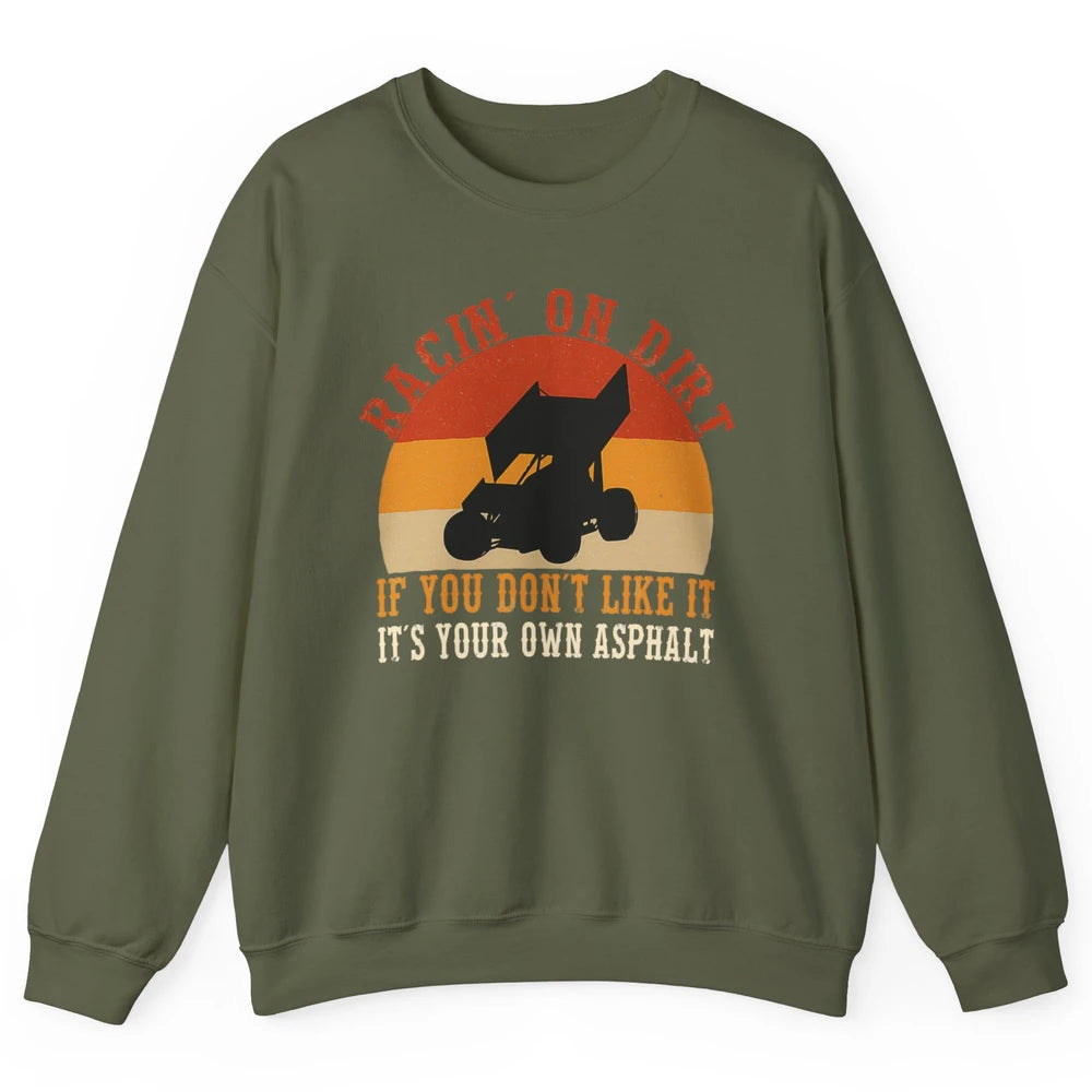 Racing On Dirt Truck Sprint Car Retro Race Track Vintage Unisex Crewneck Sweatshirt