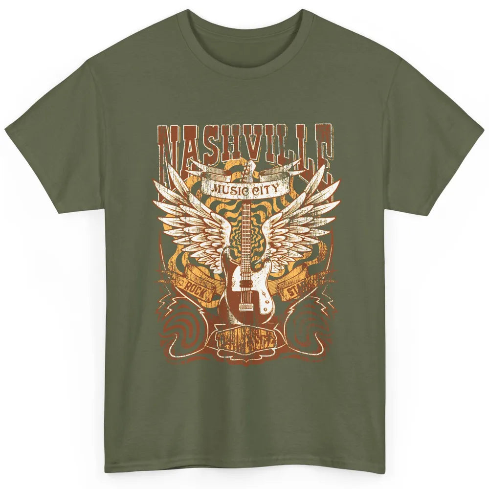 Retro Guitar Nashville Music City Western Country Music Classic Unisex T-Shirt
