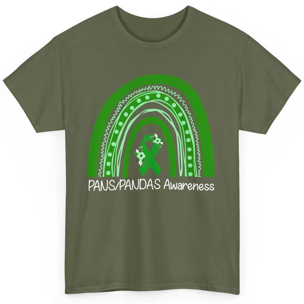 PANS/PANDAS Awareness Floral Green Ribbon Rainbow Pans Classic Unisex T-Shirt