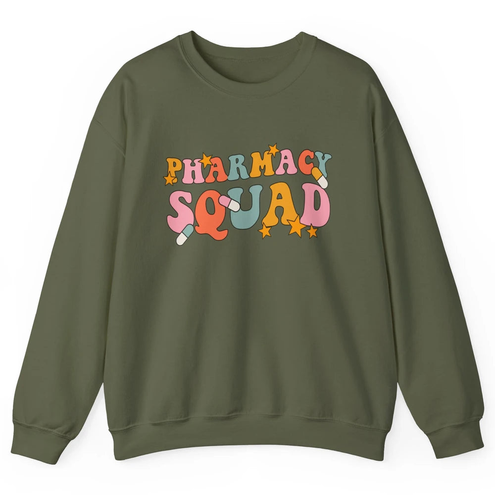 Pharmacy Squad Pharmacist Groovy Halloween Spooky Season Unisex Crewneck Sweatshirt