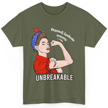 Raynaud's Syndrome Red Blue Ribbon Strong Woman Unbreakable Classic Unisex T-Shirt