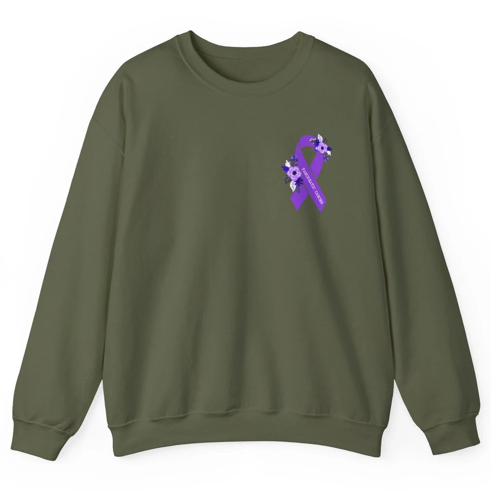 Pancreatic Cancer Awareness Floral Purple Ribbon Rainbow Unisex Crewneck Sweatshirt