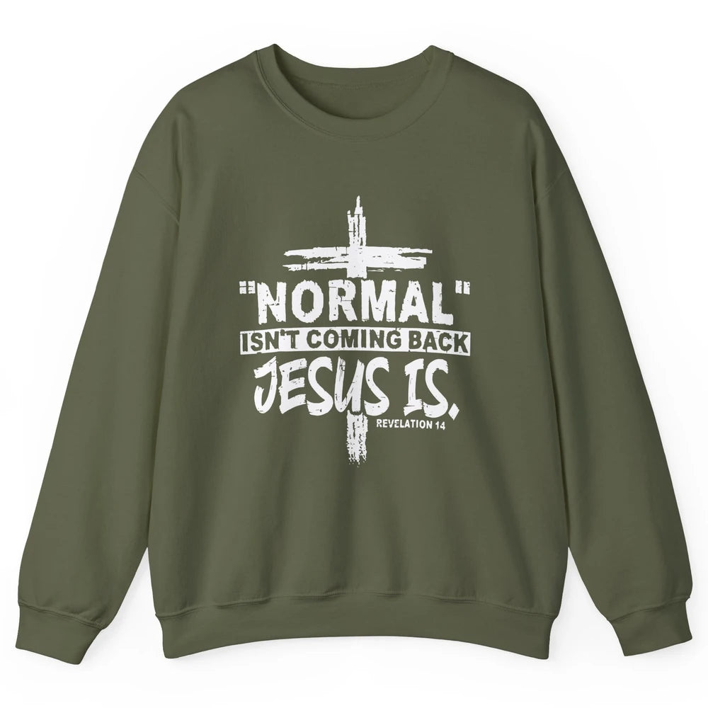 Normal Isn't Coming Back Jesus Is Bible Christian Religious Unisex Crewneck Sweatshirt