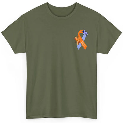 Psoriatic Arthritis Awareness PsA Floral Blue Orange Ribbon Classic Unisex T-Shirt